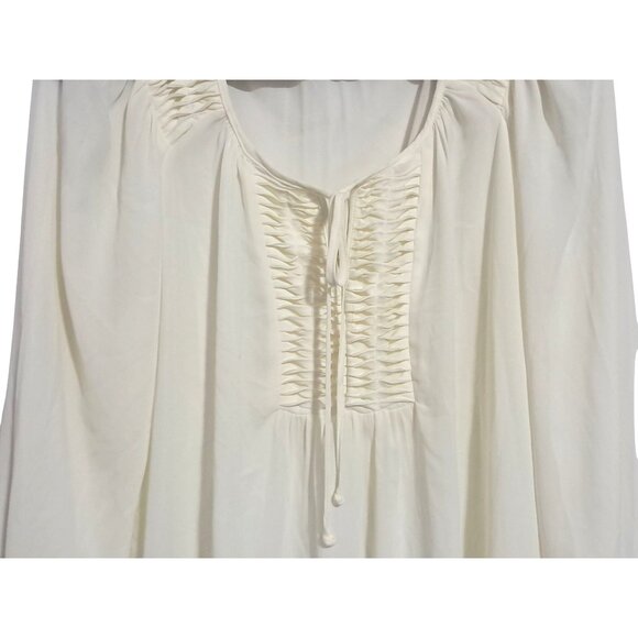 Alfani Womens Cream Pleated Front Blouse Size 16 Long Sleeve 100% Polyester - Picture 5 of 11